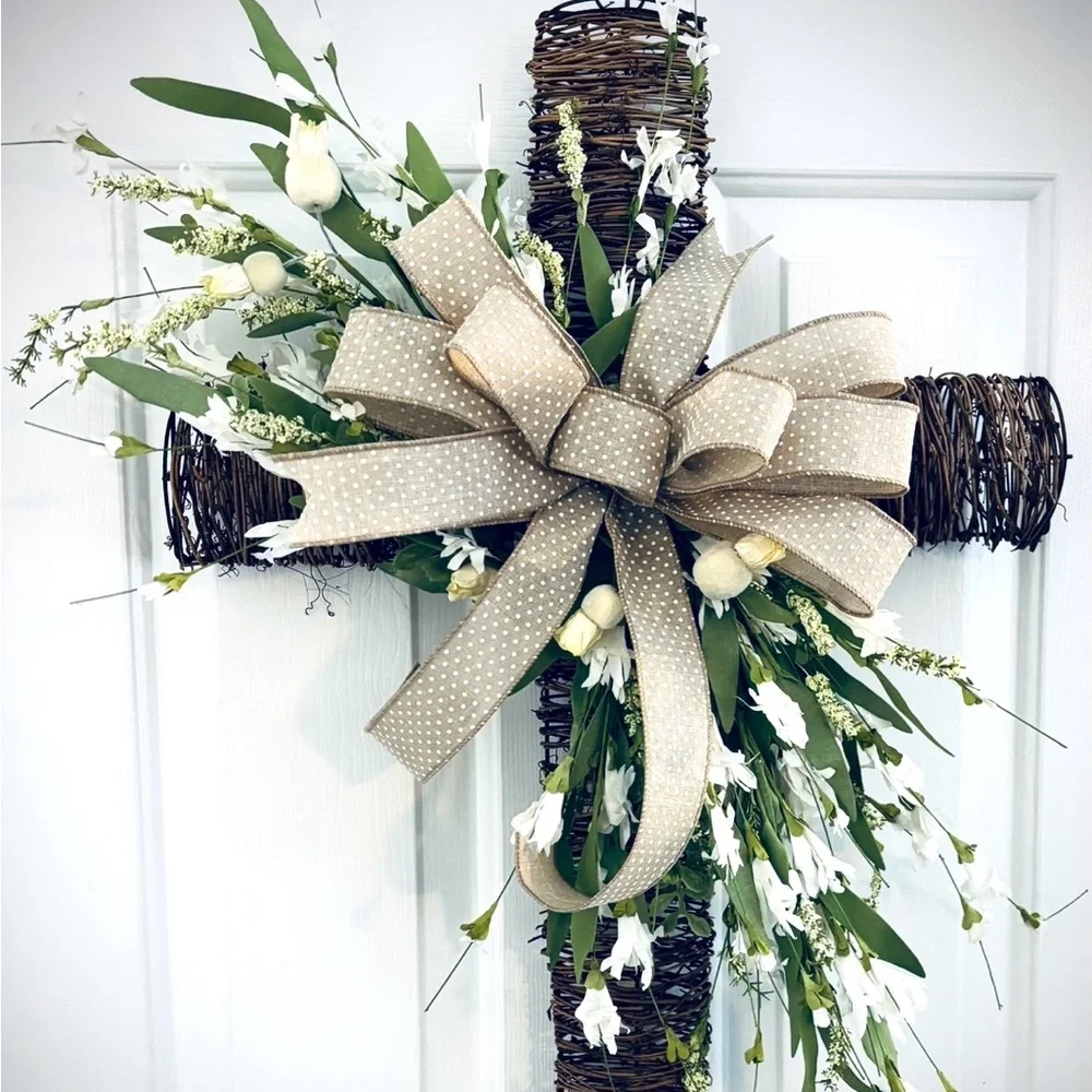 Spring Easter cross wreath door hanger decoration gift